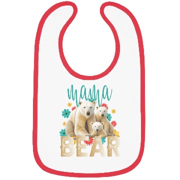 Discover Mama Bear Gift Rose Flowers Mama Bear with 2 Cubs Bibs