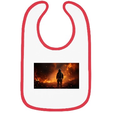 Discover Firefighter in burning fire - Fire fighter head Bibs
