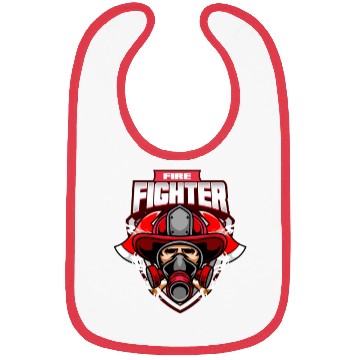 Discover Firefighter in burning fire - Fire fighter head Bibs