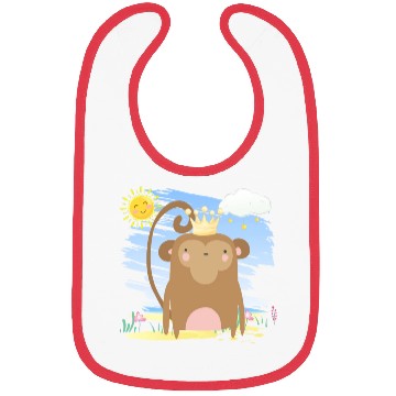 Discover Kawaii Monkey King Using Crown Adorable Cartoon Bibs