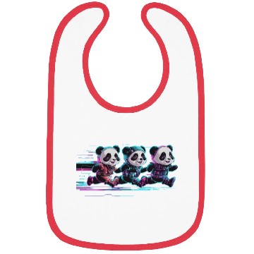 Discover funny panda running with a joyful Bibs