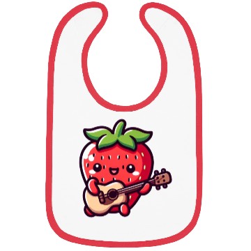 Discover cute strawberry with guitar Bibs