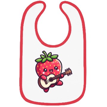 Discover cute strawberry with guitar Bibs