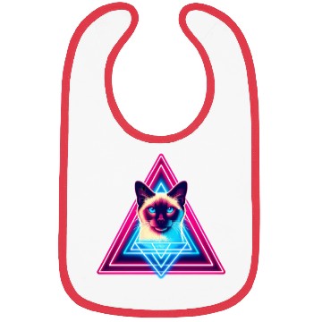 Discover Siamese cat in the 80s style triangle Bibs