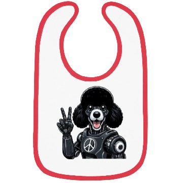 Discover Cyborg Poodle with Peace Sign Robot Design Bibs