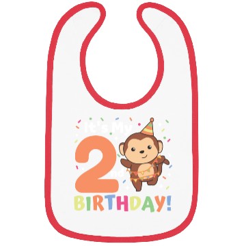 Discover Monkey 2nd Birthday Kids Two Years Old Bibs