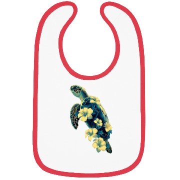 Discover Nature Inspired Floral Sea Turtle with Tropical Fl Bibs