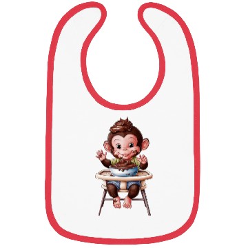 Discover Little Pudding Monkey In High Chair Bibs