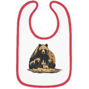 Discover Momma Bear and Two Bear Cubs Building a Sand Castl Bibs