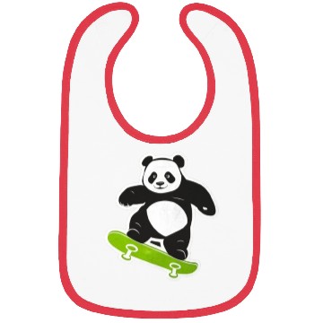 Discover Cute Panda Skater Green Bibs