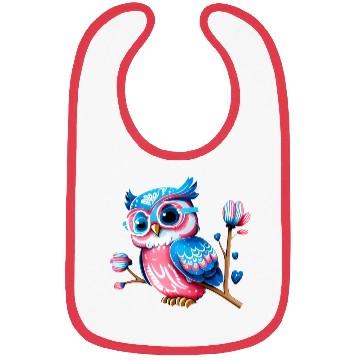 Discover Red White and Blue Owl Bibs