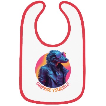 Discover Synthwave style crocodile wearing sunglasses Bibs