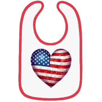Discover 4th Of July US flag heart Bibs