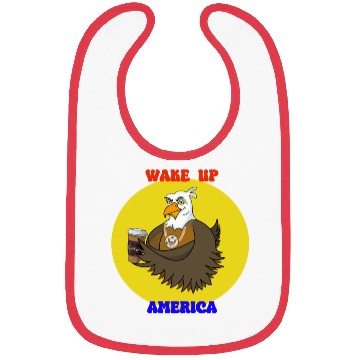 Discover Wake Up America - Bald Eagle Drinking Coffee Bibs