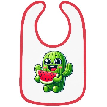 Discover Cute Cactus Comic With Watermelon Fruity Bibs