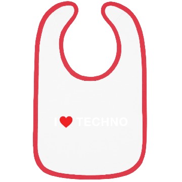 Discover I Love Techno Electronic Rave Music Red Heart Bibs