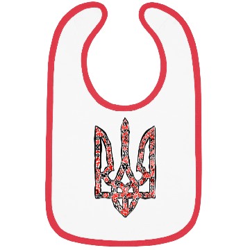 Discover Ukraine trident Tryzub in red and black colors Bibs