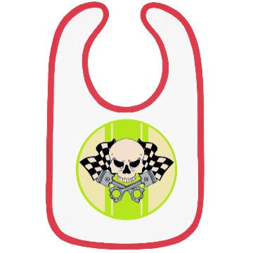 Discover Light green racing stripe with skull and pistons Bibs