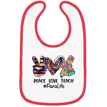 Discover Leopard Peace Love Teach Para Life Back to School Bibs