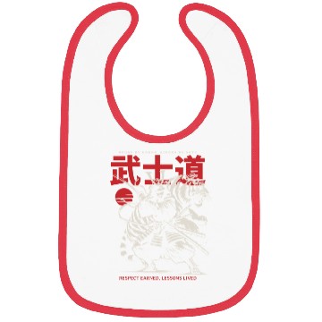 Discover Japanese Samurai with Katana, Kanji Typography Bibs