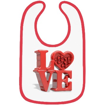Discover Red 3D inscription LOVE Bibs