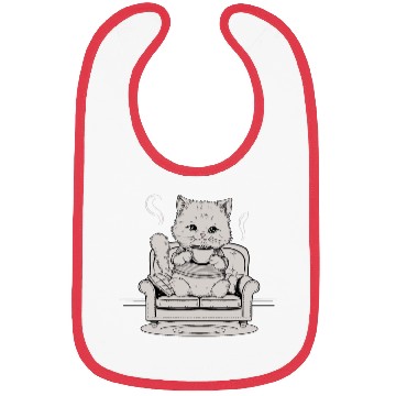 Discover Coffee Cat In Comfy Chair Bibs