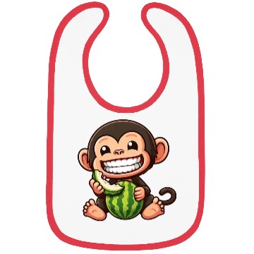 Discover Monkey chimpanzee melon watermelon honeydew melon Bibs