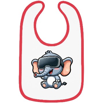 Discover Elephant VR virtual reality gamer cute cartoon Bibs