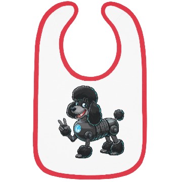 Discover Cyborg Poodle Robot Peace Sign Bibs