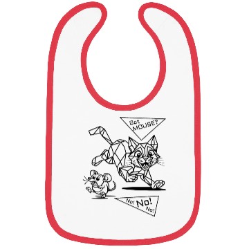 Discover Geometric cat chasing mouse Bibs