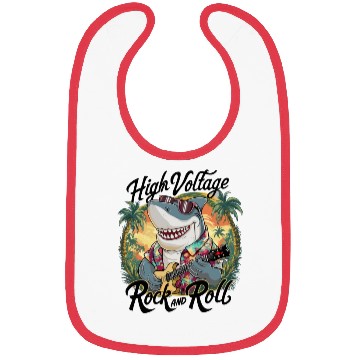 Discover Funny shark with guitar summer beach holiday Bibs