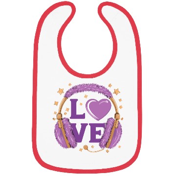 Discover Purple Love Music Headphones with Stars and Heart Bibs
