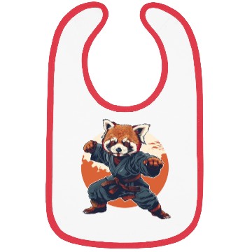 Discover Red panda karate fighting style Bibs