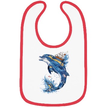 Discover Majestic Ocean Waves Sailing Adventure Dolphin Bibs