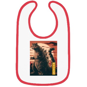 Discover Funny Cute Cat Art Japanese Sunset Retro Catzilla Bibs