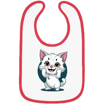Discover Cute White Happy Surprise Cat Bibs