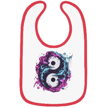 Discover Retro Yin Yang Blue and Pink Splash Bibs
