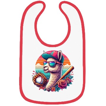 Discover Llama Baseball Llama Playing Baseball Llama lover Bibs