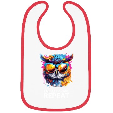 Discover Eat Sleep Rave Repeat Owl 1 Bibs