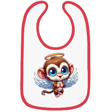 Discover Monkey chimpanzee angel cartoon Bibs