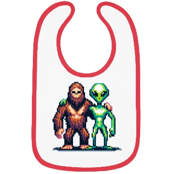 Discover Bigfoot and Alien Friends Pixel Art Bibs