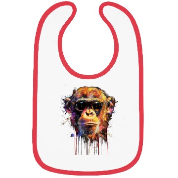 Discover Cool Sunglasses Monkey Covered In Rainbow Paint Bibs