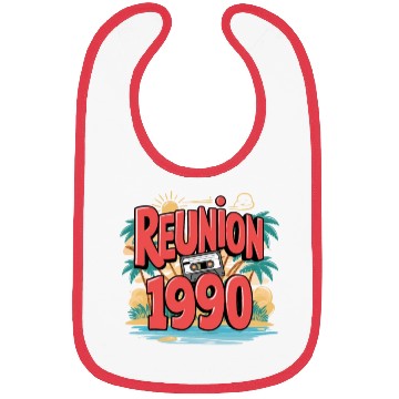 Discover Retro Reunion 1990 Cassette Tape Sunset Beach Bibs