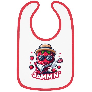 Discover Jammin Strawberry Jam Playing a Guitar Rock n Roll Bibs
