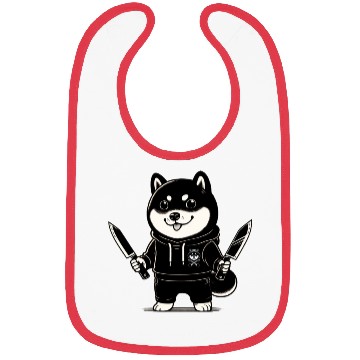 Discover Hand-Drawn Style Shiba Inu with Knives Bibs