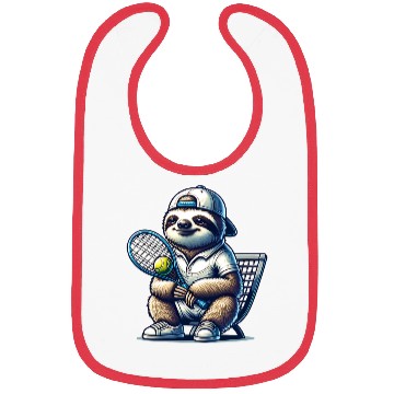 Discover Sloth Tennis Player Cool Court Design Bibs
