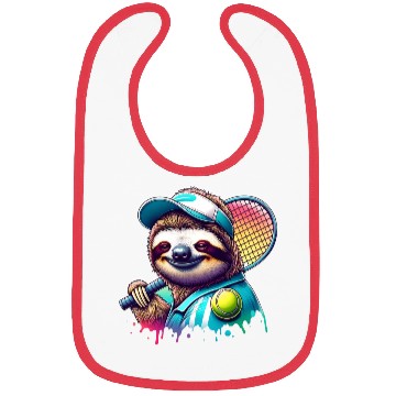 Discover Sloth Tennis Player Court Match Design Bibs