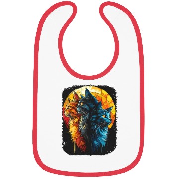 Discover Charming Cat Duo with Moon for a Cat Lover Bibs