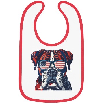 Discover Boxer dog. American memorial day Bibs