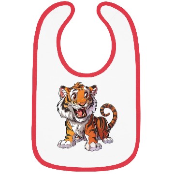 Discover Roaring Young Tiger Cub Playful Stance Bibs